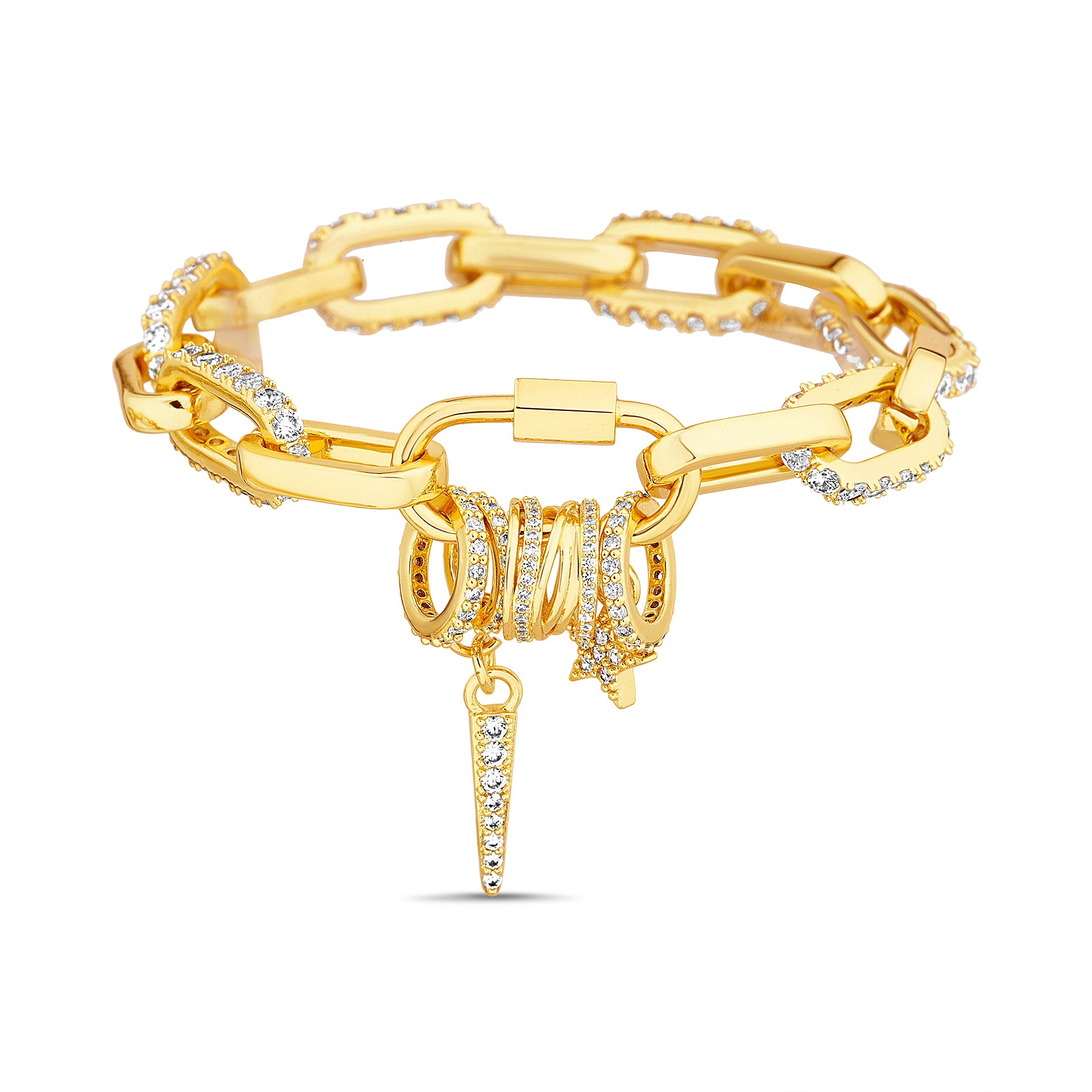 Gold Dangle Charm Bracelet